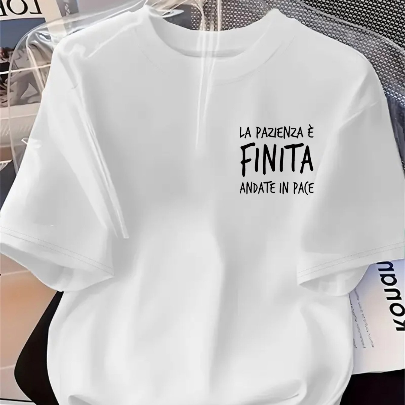TEMU 1pc Women's "la Pazienza È " Italian Print T-shirt - Italian Tee, Casual Short Sleeve Top Suitable For Parties, Travel & Casual Attire - Ideal