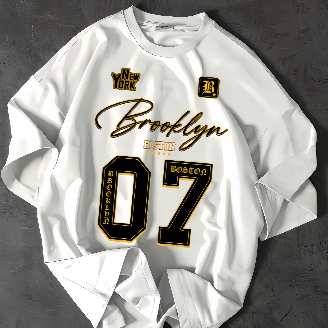 2026 New Genuine Men's T-shirt, Sporty Romantic Fashion Print Pattern, Casual Comfortable Breathable, Exquisite , European Standard Fit, White Machine Washable, Plus Size