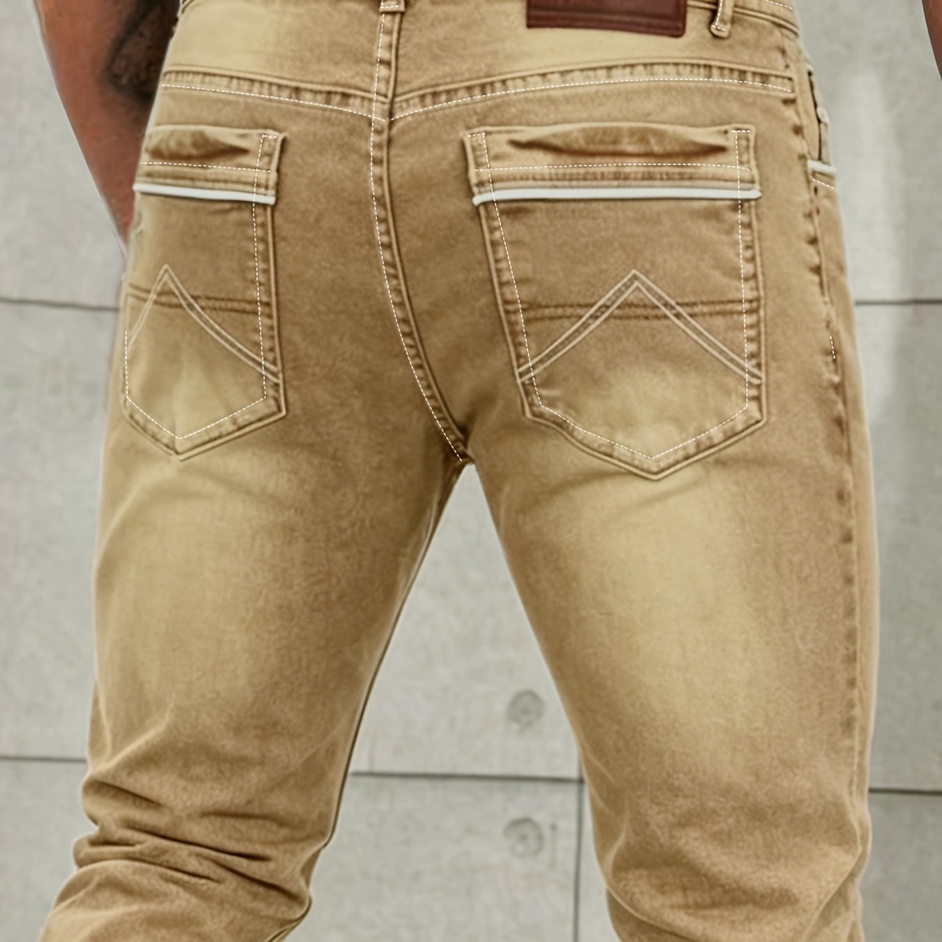 Image of Men's Slim Fit Stretch Washed Jeans, Tapered Leg Casual Streetwear Denim Pants