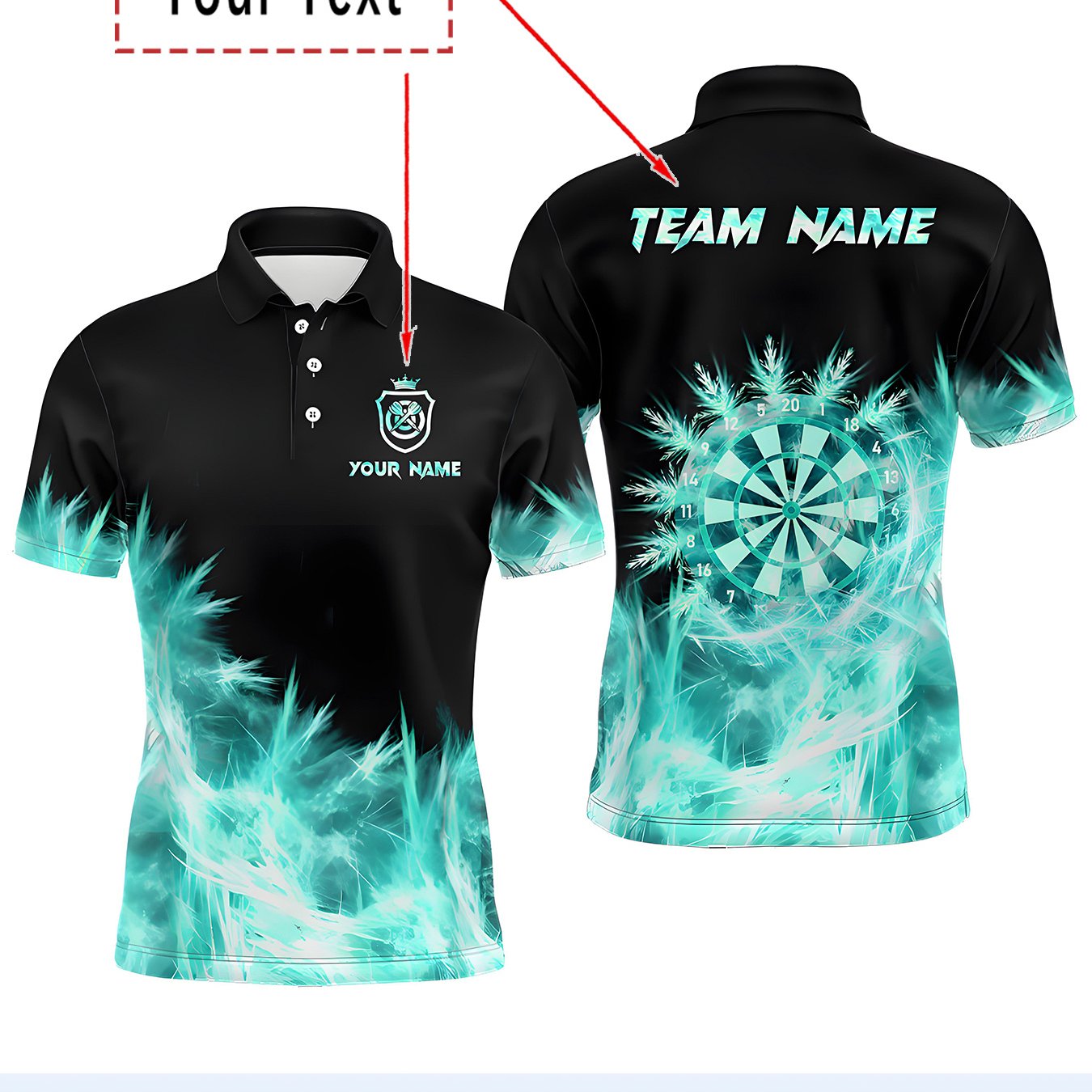 TEMU Custom Men's Darts (washable) - Personalized Name And Number, Light Blue Dartboard Pattern, Breathable And Comfortable, Suitable For Darts Club