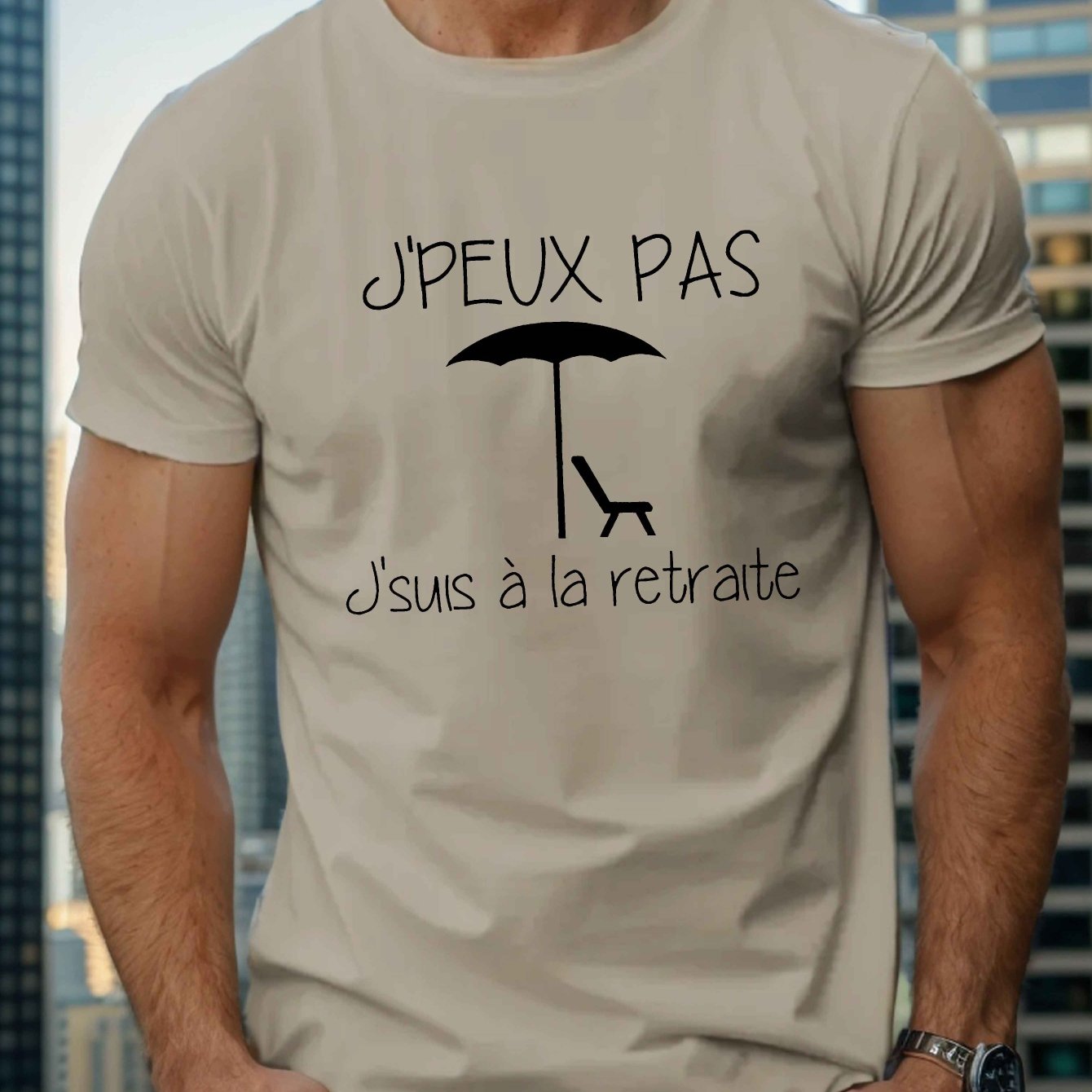 TEMU T-shirt d'été à manches courtes pour hommes, style retraite française