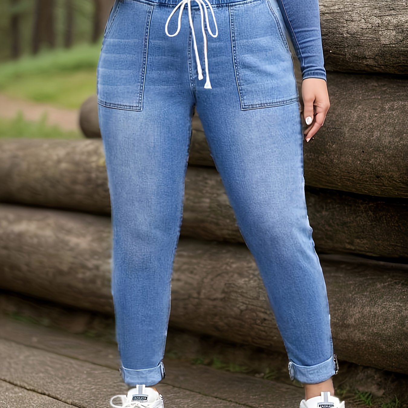 Plus Size Stretch Waist High-stretch Skinny Pants Denim Jeans
