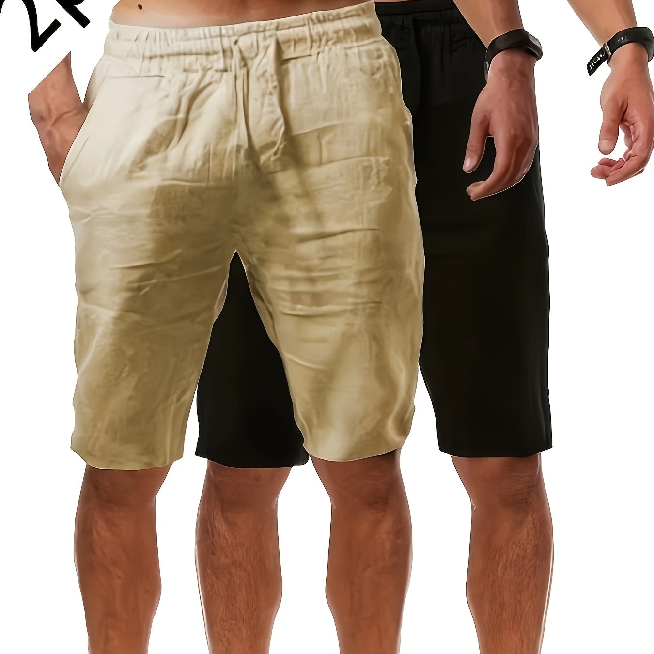 TEMU 2pcs Casual Woven Shorts, Men's Summer Casual Fashion Wear, Comfortable, Breathable, And Well-fitting Vacation Beach Shorts, Solid Color