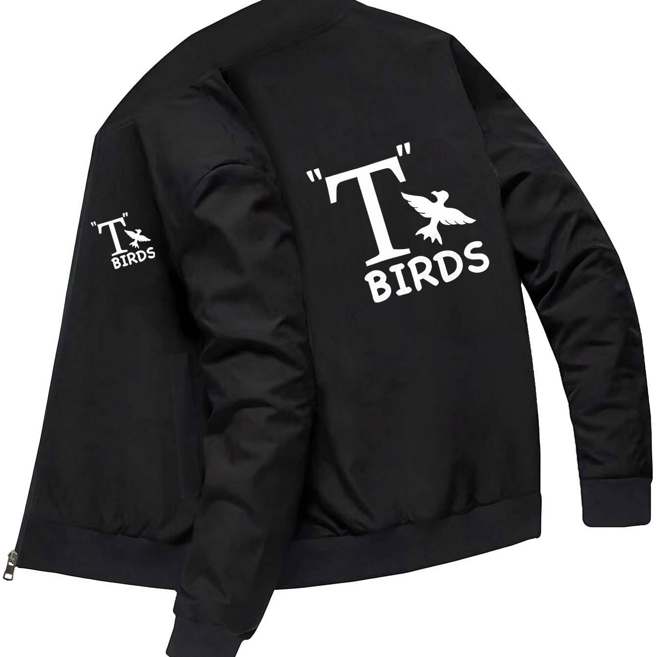 TEMU Men's Logo Inspired Jacket - Full Zip Winter Warm Slim Fit Coat With Lettering And 1 Print, Machine Washable Zip Training Jacket, Suitable For
