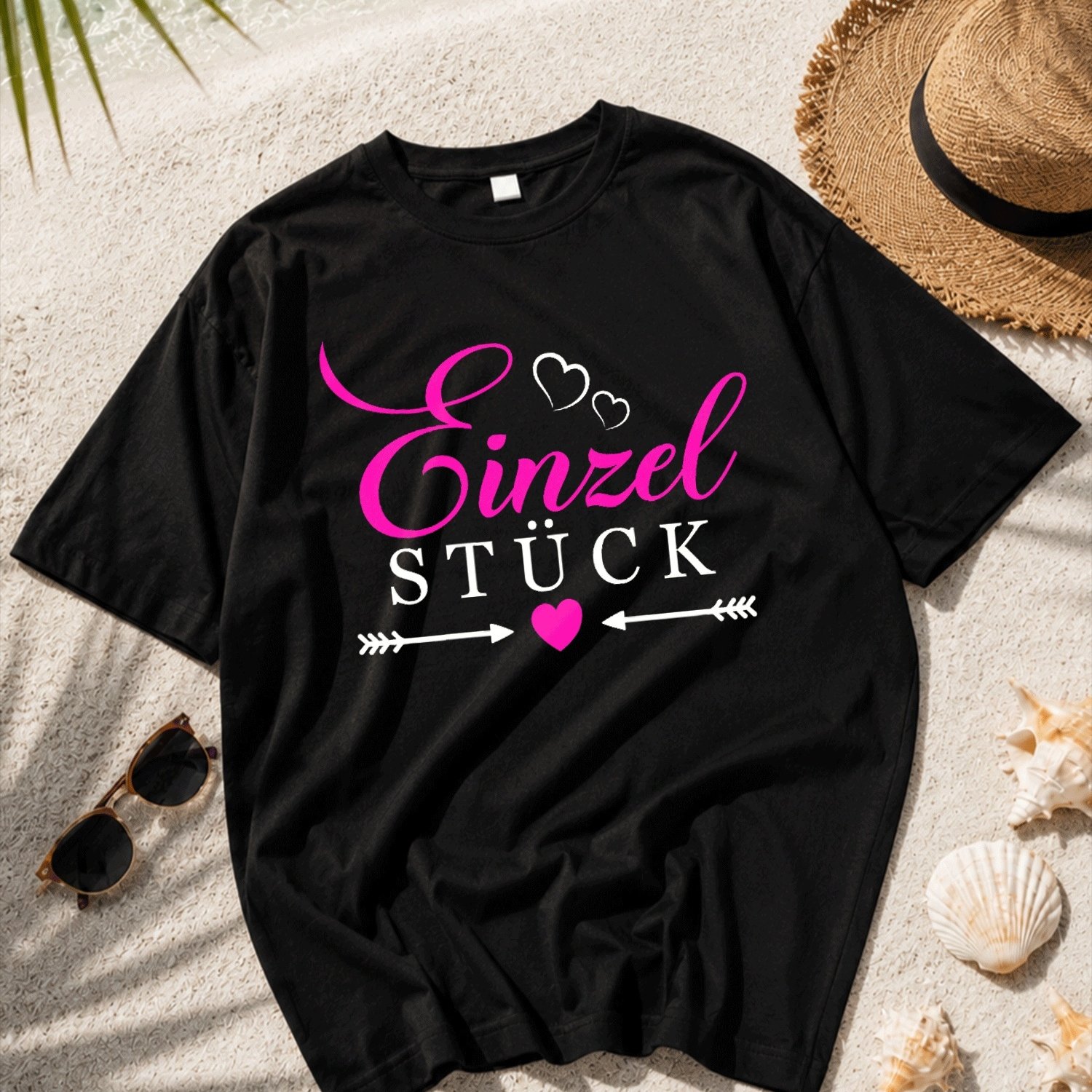 Image of Unique Sayings With Heart Women's Unique Sayings T-shirt Black Y2k Oversized Unisex T-shirt For Men Women Streetwear For Beach Photography& Holiday