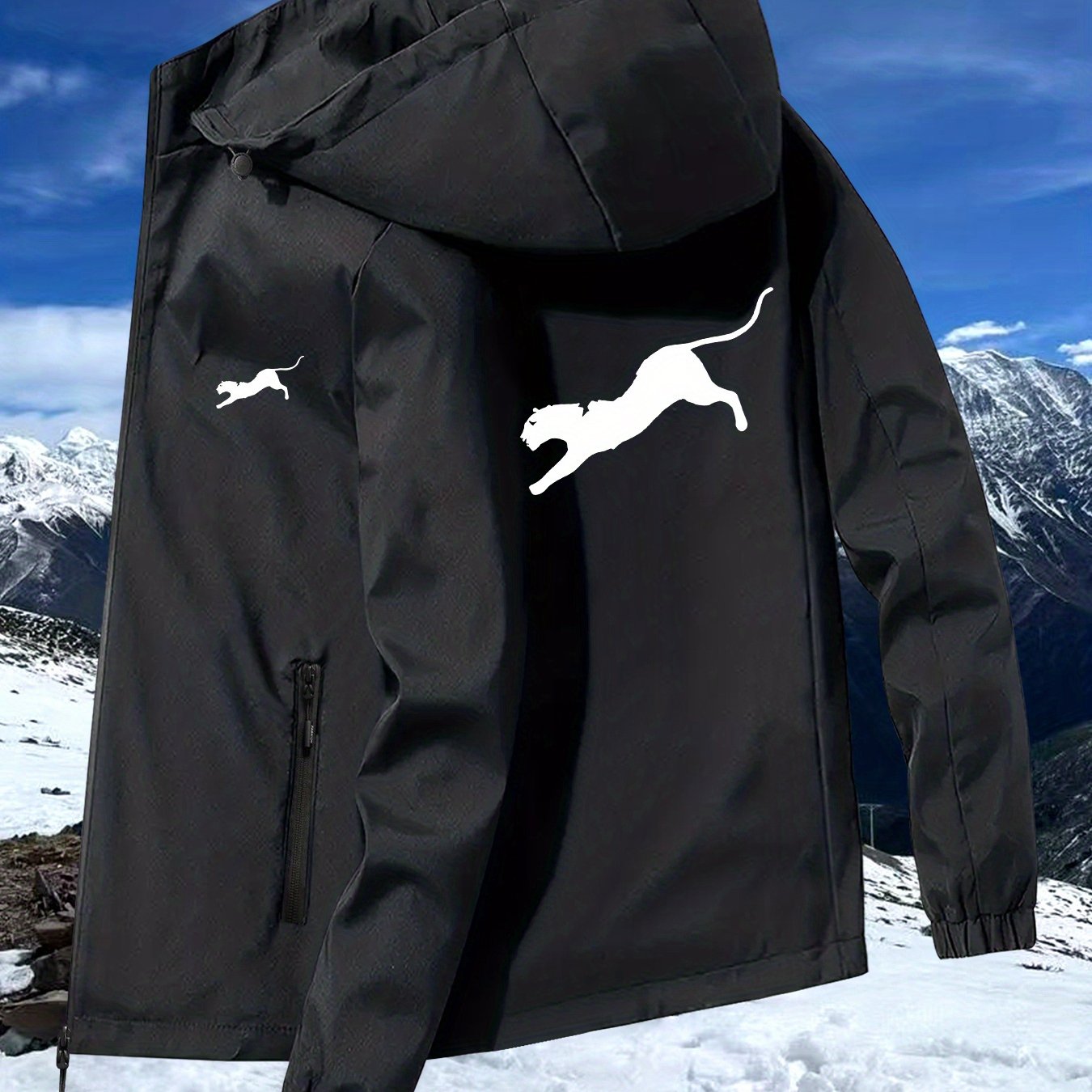 TEMU Men's Fashion Sports Zipper Long Sleeve Windbreaker, Loose Lightweight Adjustable Cuff Jacket Hoodie, Sportswear And Multifunctional Windbreaker