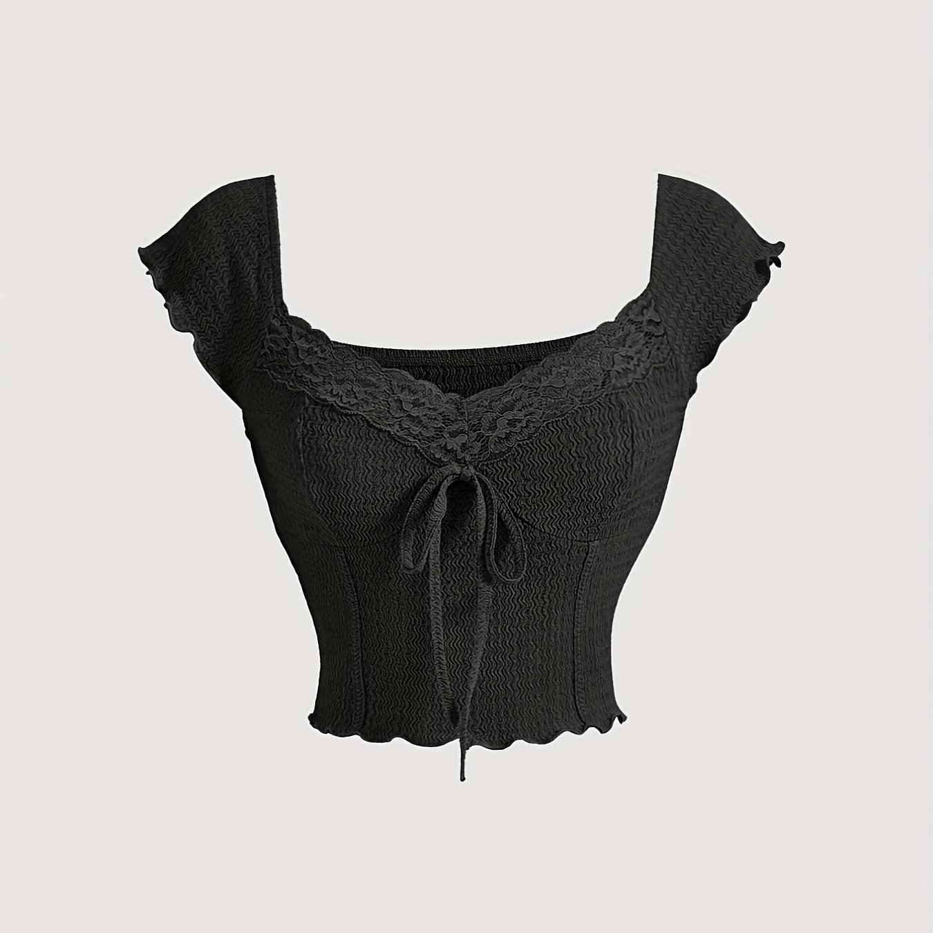 Image of European And Jacquard Sexy Lace Short-sleeved T-shirt For Women