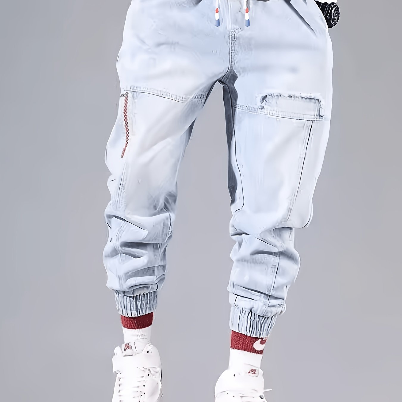 Men's Loose Drawstring Harem Pants, Casual Trousers, Street Style, Loose Fit, Hip-hop Style