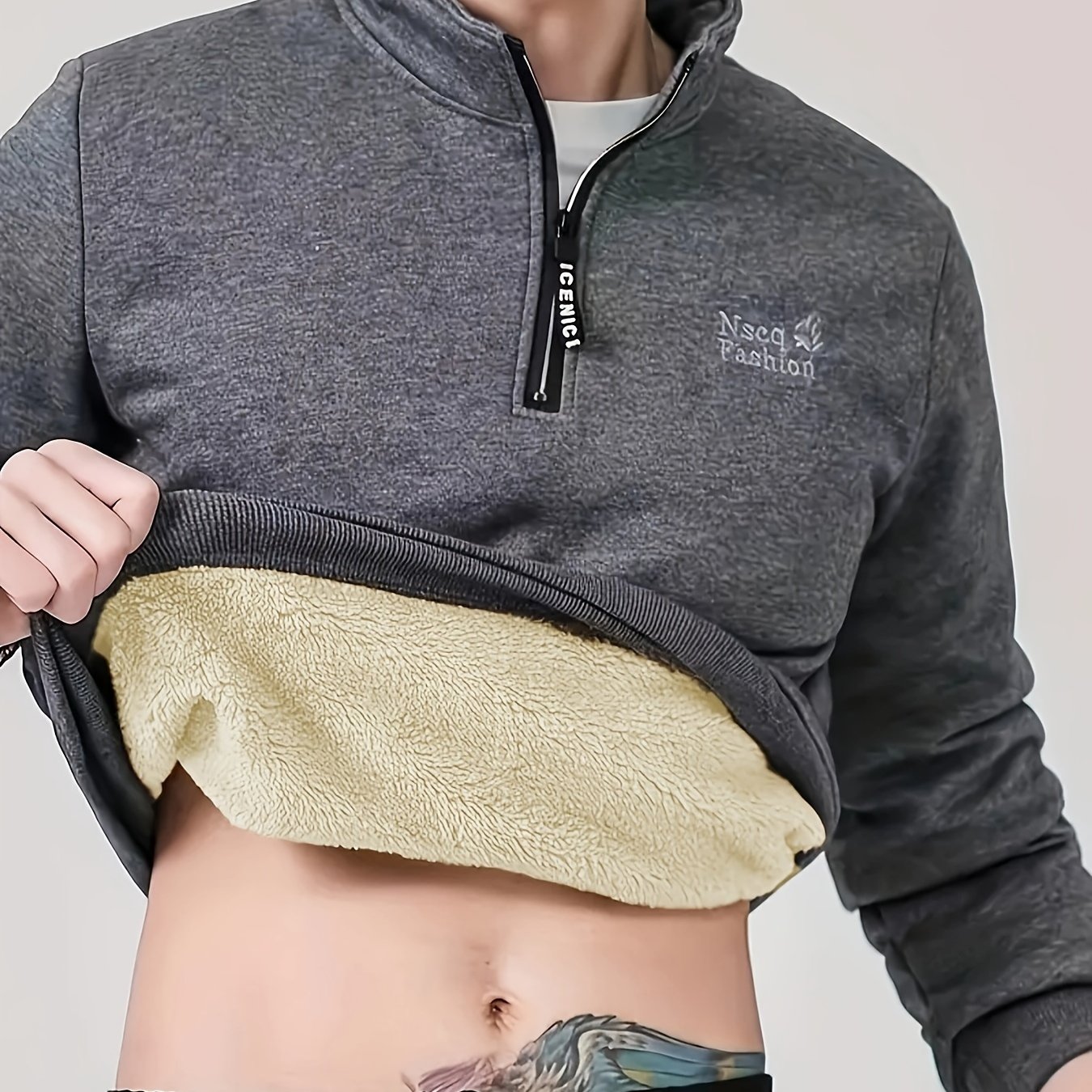 Fleece Zipper Collar Sweatshirt 50 50 Fiber