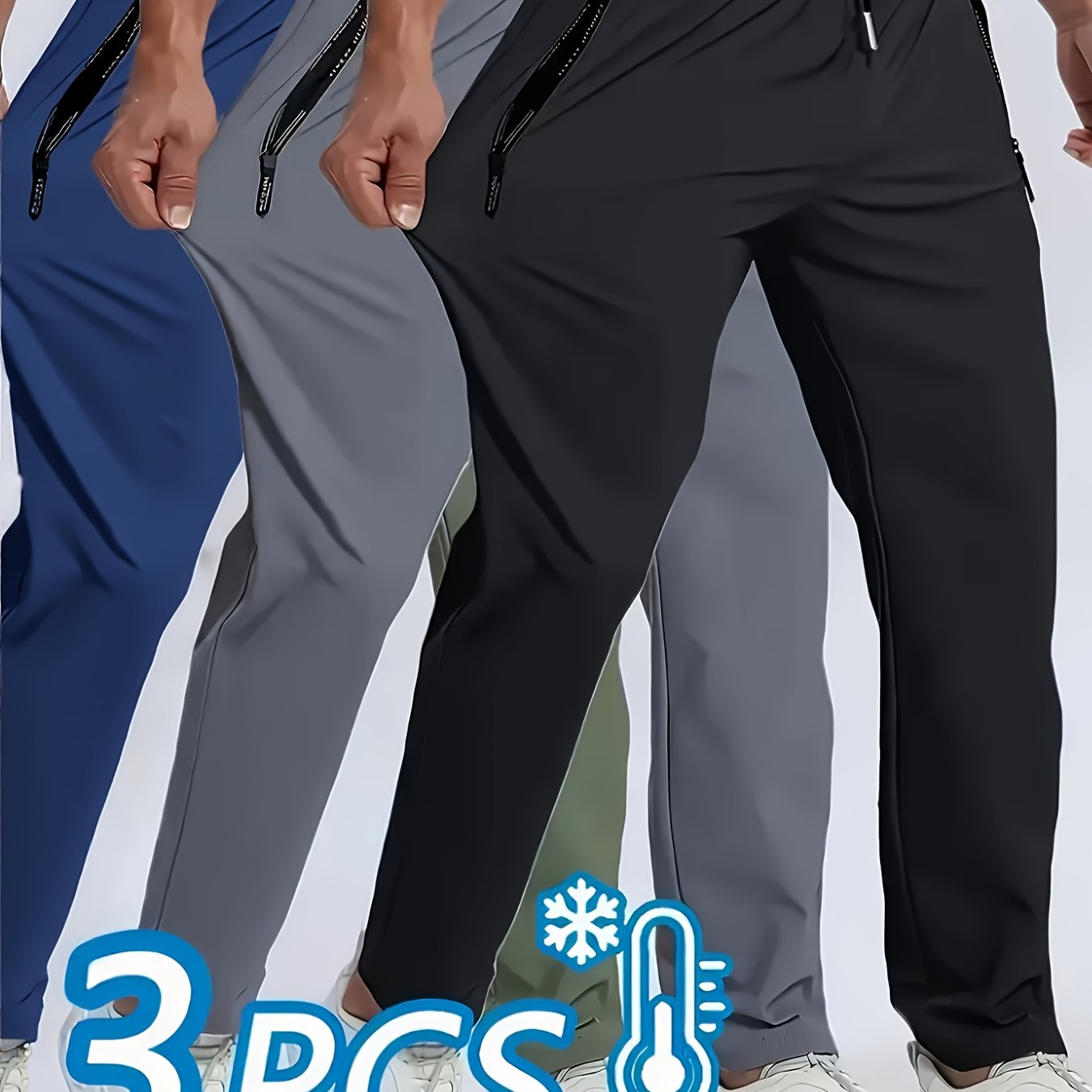 TEMU Summer Men's 3pcs Pants, Lightweight, Stretchy, Quick-drying Design, Suitable For Running, Rock Climbing, And Outdoor Activities, Cool,