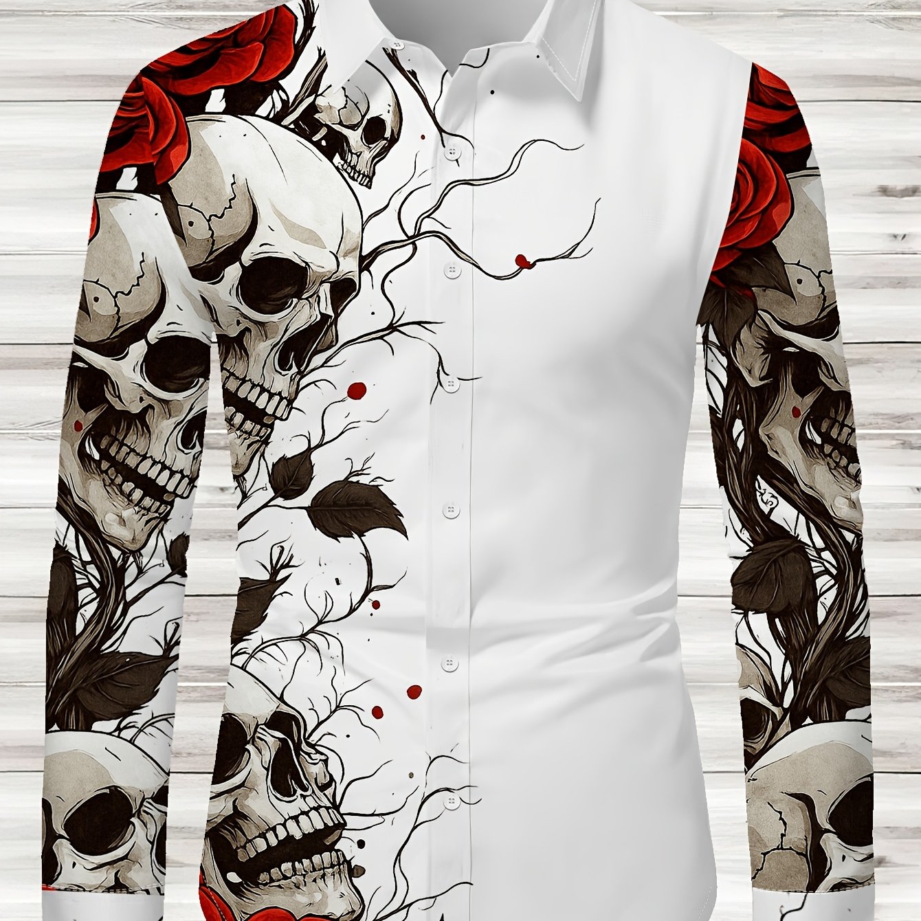 TEMU Men's Casual Stylish Long-sleeve Shirt For Halloween