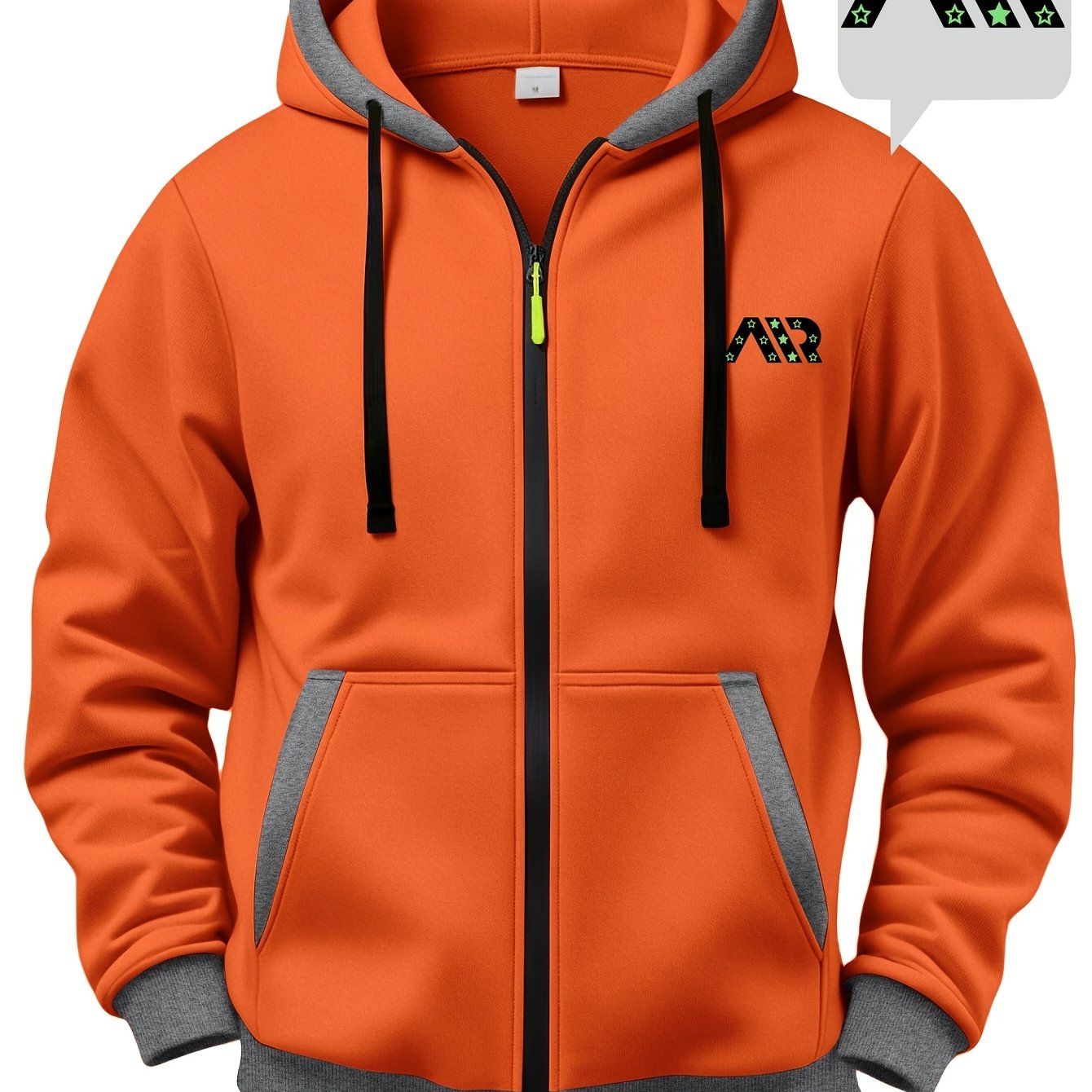 TEMU 's Contrast Hooded Zip-up Sweatshirt, Letter And Trendy Jacket, Long Sleeve Warm Fall Winter Coat Top
