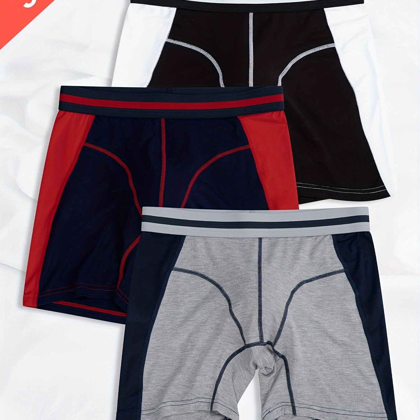 TEMU 3-pc Modal Long Men's Briefs