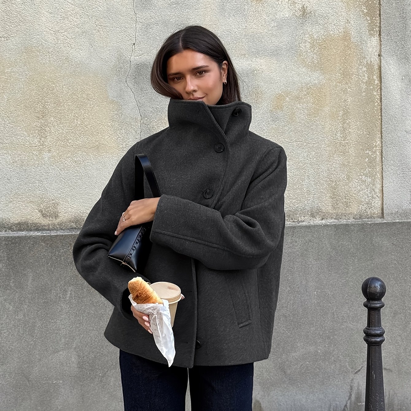 TEMU Giacca corta in tweed a , cappotto a stile avvolgente e vestibilit�