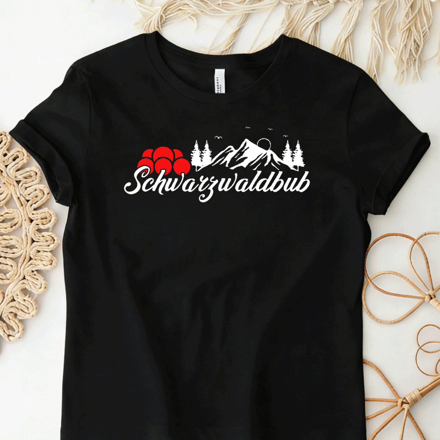 Schwarzwaldbub Berge T-shirt For Men Women Unisex Funny T-shirt, 180g