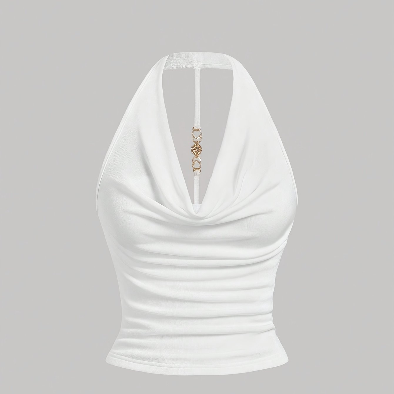 Women's Fashion Halter Neck Back Metal Decoration Suspender Vest