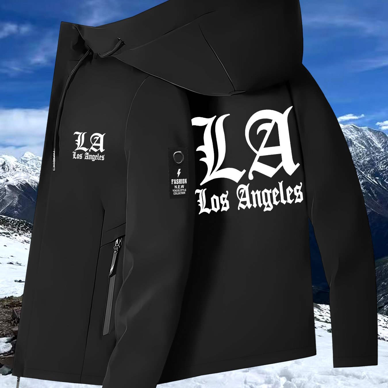 TEMU La Letter Print, 's Jacket, Windproof Outdoor Hiking Jacket For Men And Women