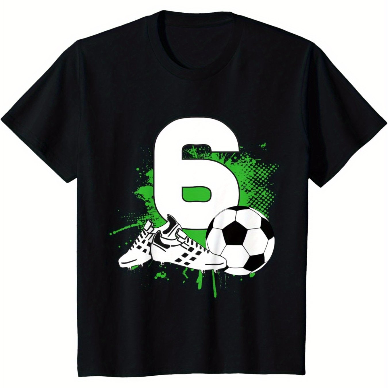 Image of 6th Birthday Soccer Boy Gift For 6 Year Boys - Soft Breathable Jersey Style Shirt With Number 6, Outfit For Training & - Machine Washable Kids' T-shirt (ideal For 6 Years)