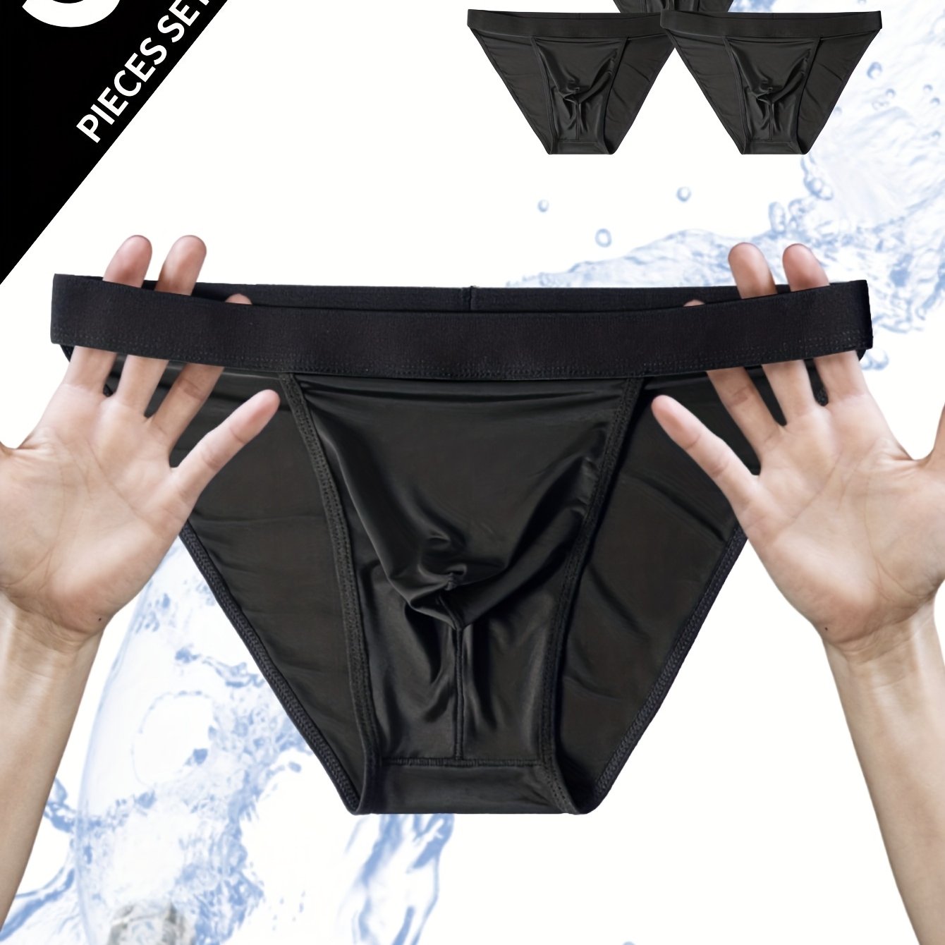 Image of 3pcs Men's Ice , Soft And Comfortable Boxing Underwear, Sports Training Anti Friction Cycling Underwear, Breathable And Comfortable Elastic Underwear, Men's Casual Plain Triangle Underwear