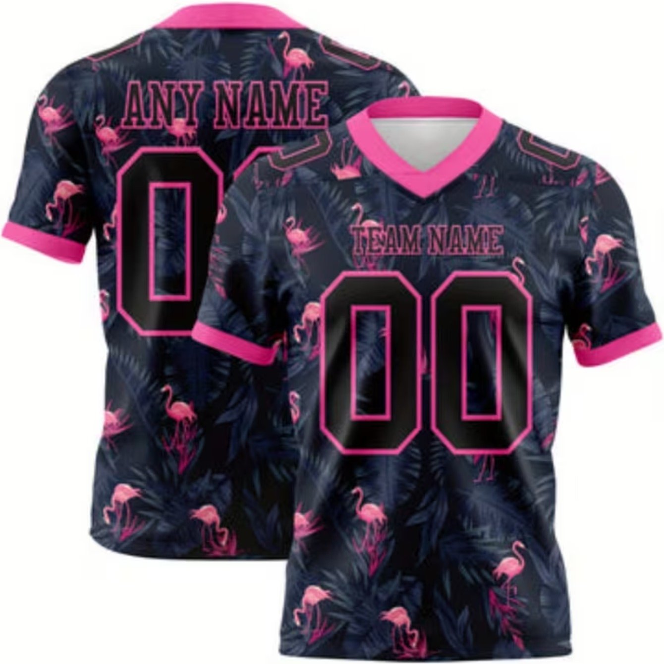 TEMU Men's Custom Flamingo Print V-neck T-shirt - Personalized & Design, Suitable For Training, Running, - Casual & Wear, Spring/summer Outdoor