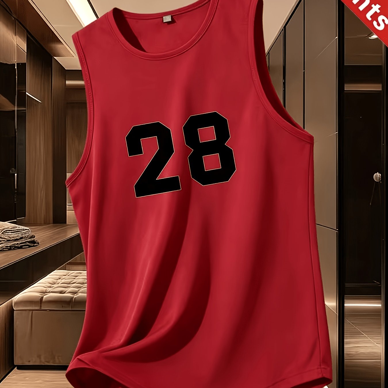 TEMU Digital Athletic Sleeveless Vest, Breathable Quick- Top, Basketball Style Large Number Print, Fitness And Daily Wear, Options