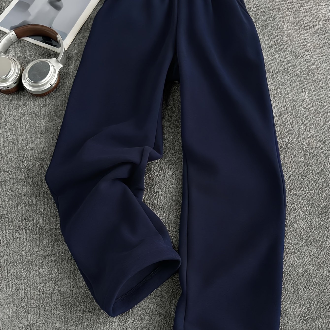 TEMU Autumn Winter Women's Base Layer Leggings, Non-pressure Fleece Warm Wide-leg Pants, Easy Casual All-match Style Relaxed Loose Floor-length