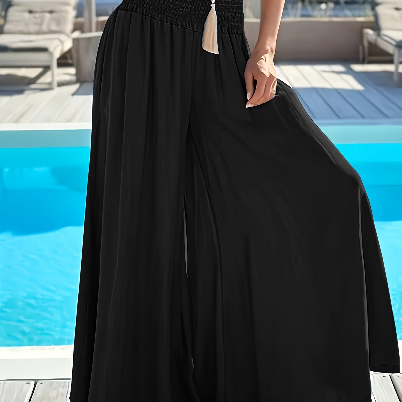 Image of Versatile Fashion Elastic Flowy Wide-leg Pants