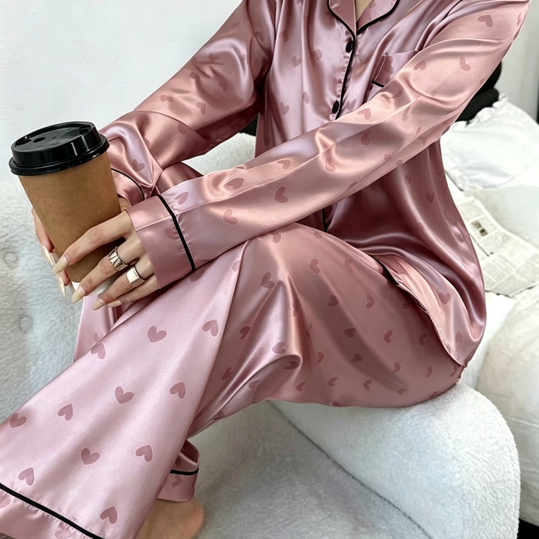 TEMU Women's Spring Summer Sexy Long Sleeve 2pcs Set Long Pants Sweet Comfortable