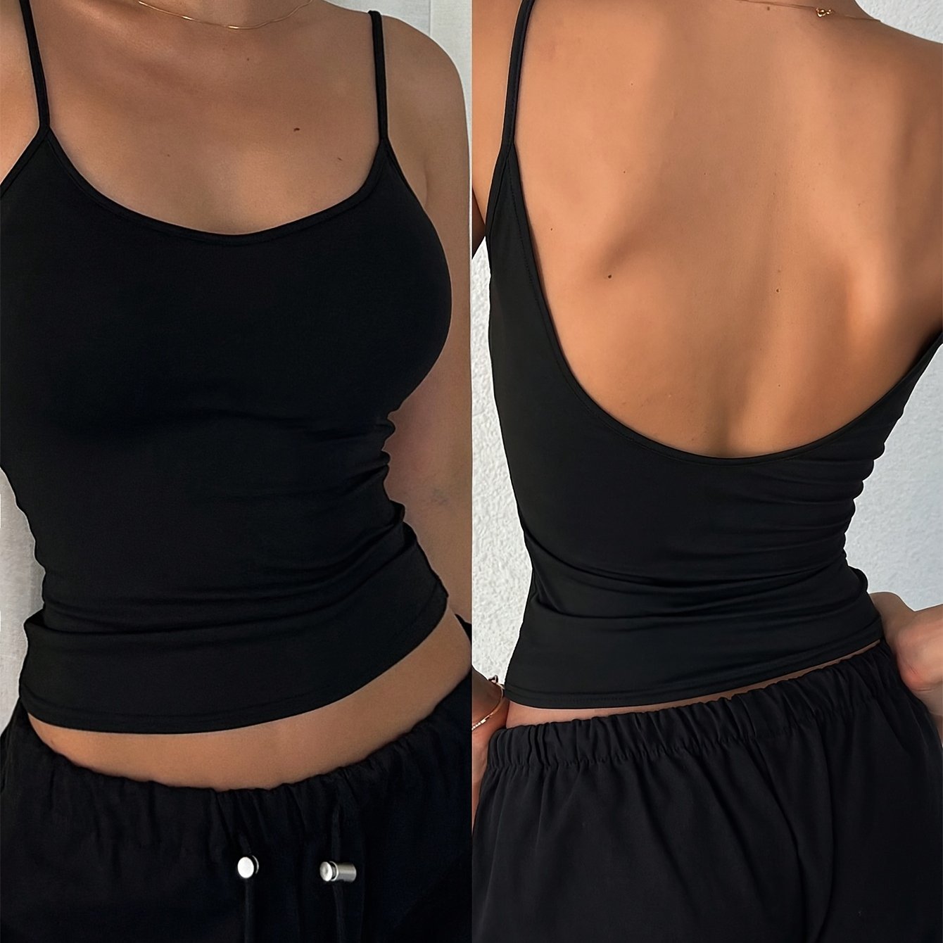 Women's Fashion Strappy Top Bodycon Thin Straps Backless Trendy Vest