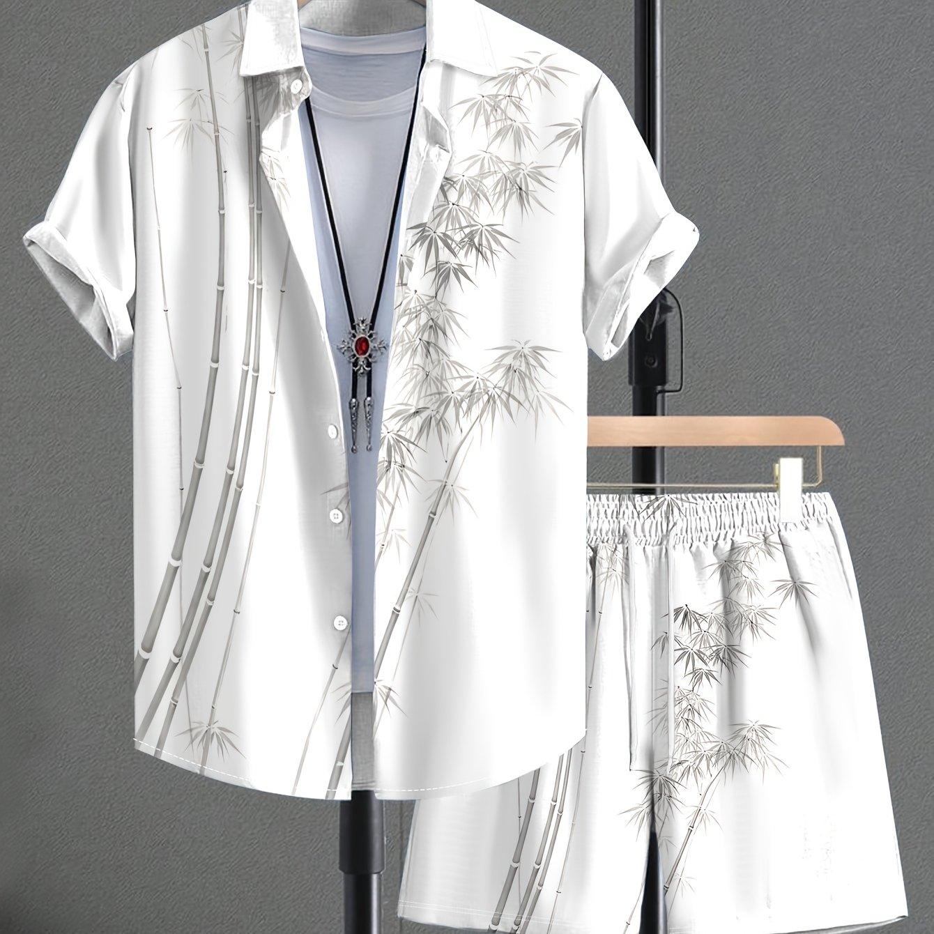 TEMU Men's Short Shirt And Shorts Set, Casual Outfit Short Sleeve Set, Casual Wear Short Sleeve Machine Washable, Men's Fashion