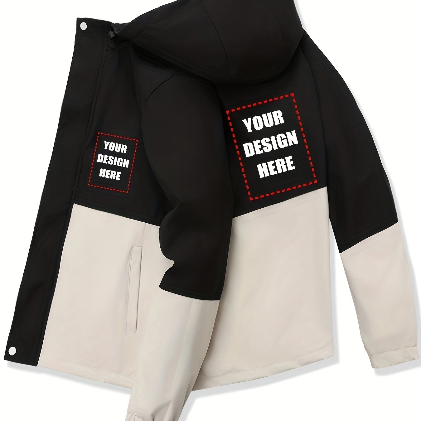 TEMU Personalized Hooded Windbreaker - Outdoor Sports Motorcycle Jacket With Pockets, Made Of 100%, Casual Design, Non-stretch Material, Long Sleeves