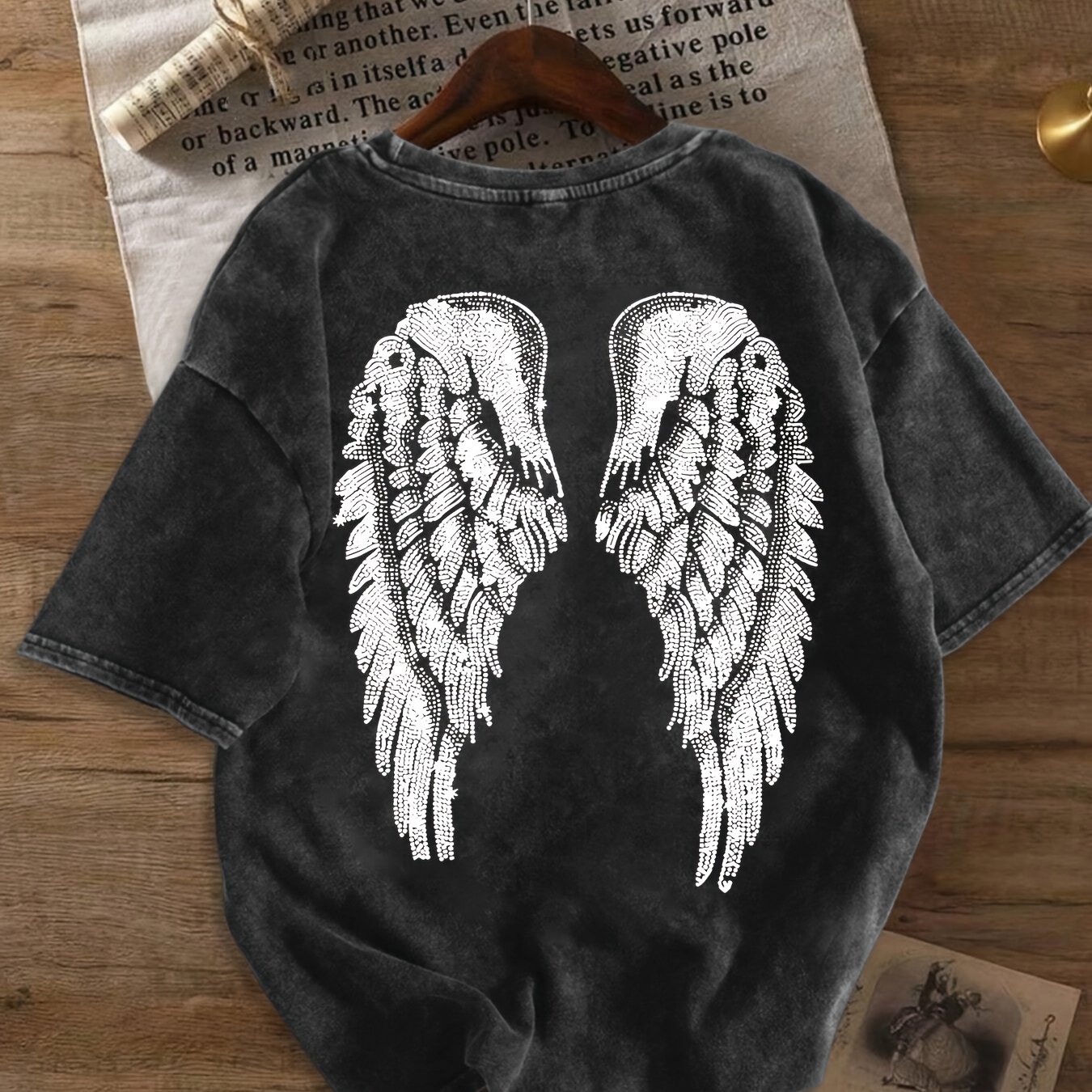 Image of A Design With Wings Pattern Pure T Shirt Women's T Shirt High Quality T Shirt Summer Casual Wear Gift For
