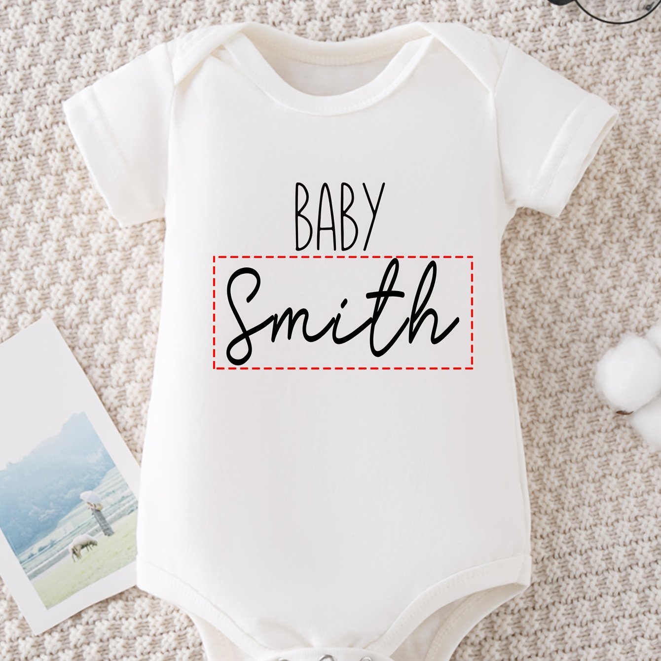 Image of 100% Baby Onesies......name Customized And Baby Letter Print Comfortable And Casual Round Neck Baby Onesies, For Outdoor