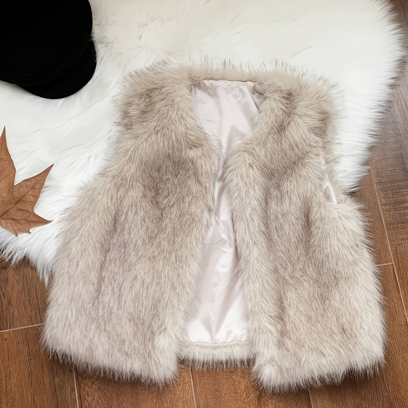 TEMU Elegant Brown Vest For Women | Sleeveless, Sherpa Fabric, Contrast Tie-dye Pattern, Ideal For Fall/winter