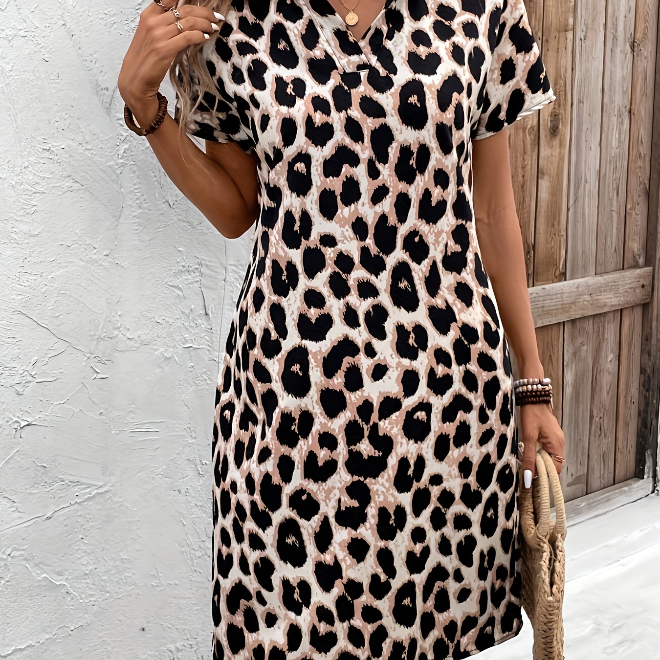 Leopard Batwing Sleeve Dress, Summer, Women's Summer Dress
