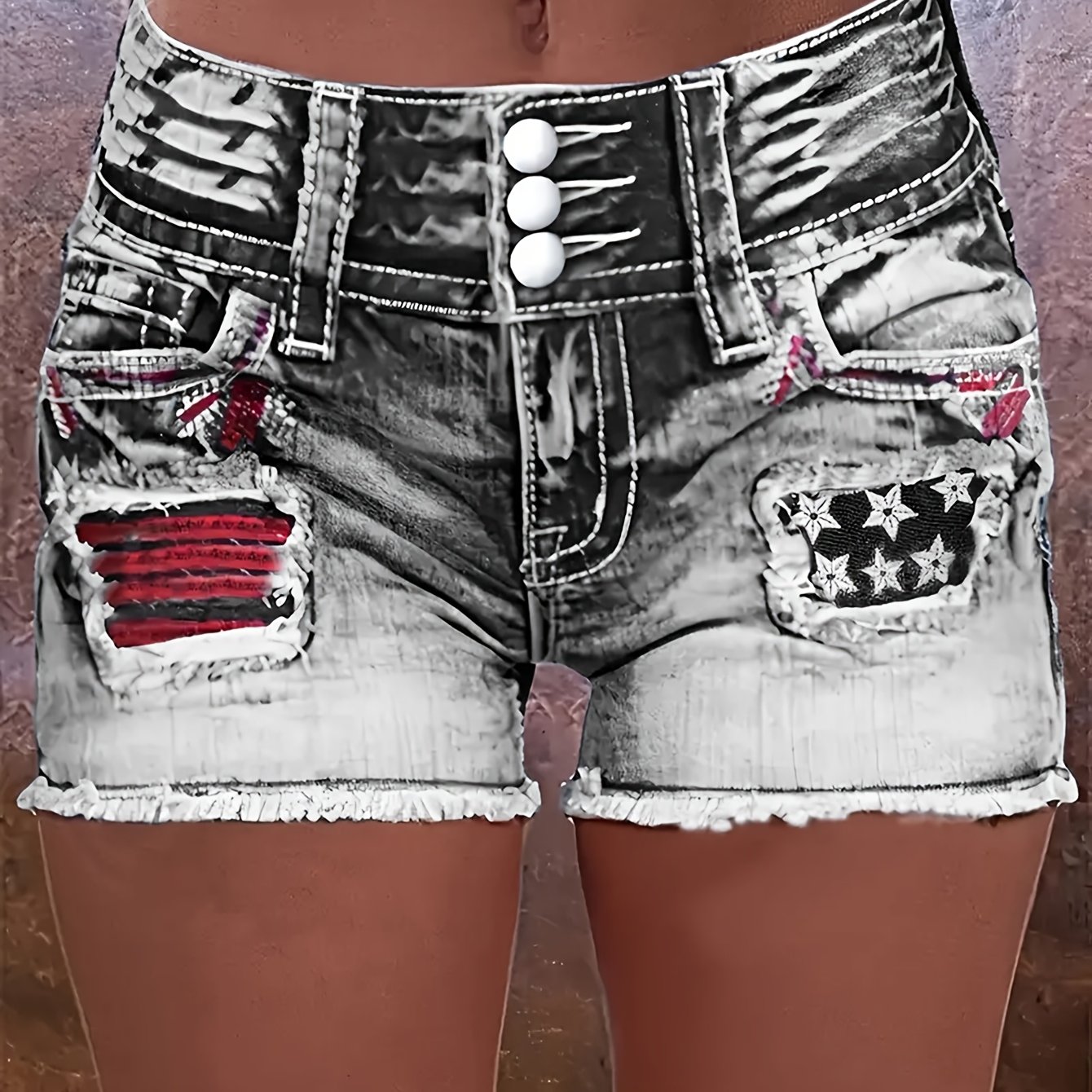 Women's Embroidered Stretchy Shorts Denim Shorts