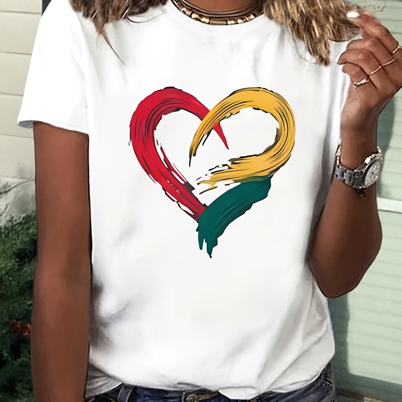 TEMU Minimalist Colorful Creative Elegant Letter Lithuania Restoration National Day Print Pattern - Y2k Style - Cartoon Art Print Pattern Crew Neck