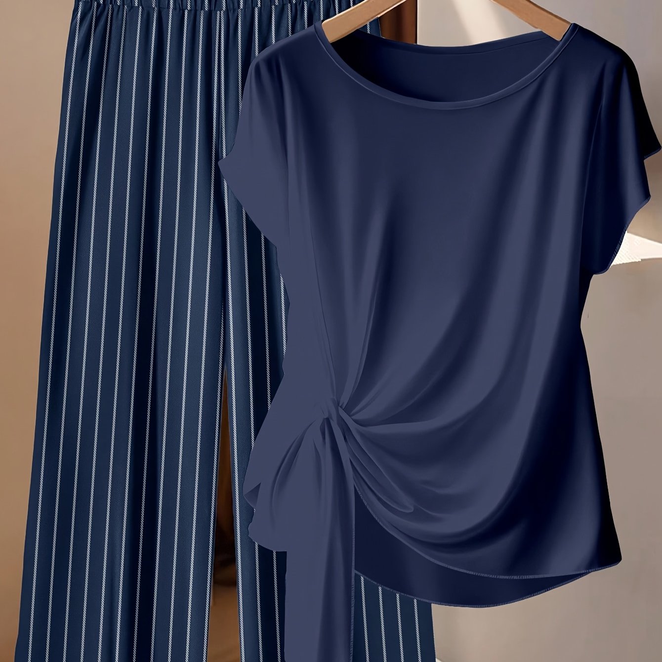 TEMU Ensemble haut et pantalon à pois tendance, décontracté et pour femme