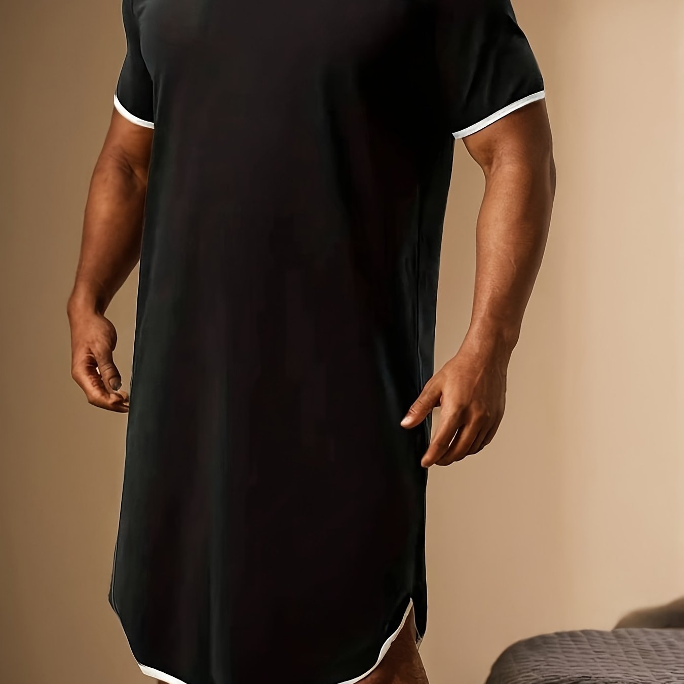 Image of Men's Pajamas - Spring, Autumn, Summer Short Sleeve Round Neck Loose Fit Pajamas, Breathable Soft Pajamas, Machine Washable, Men's Casual Fit Loungewear, Comfortable Pajamas