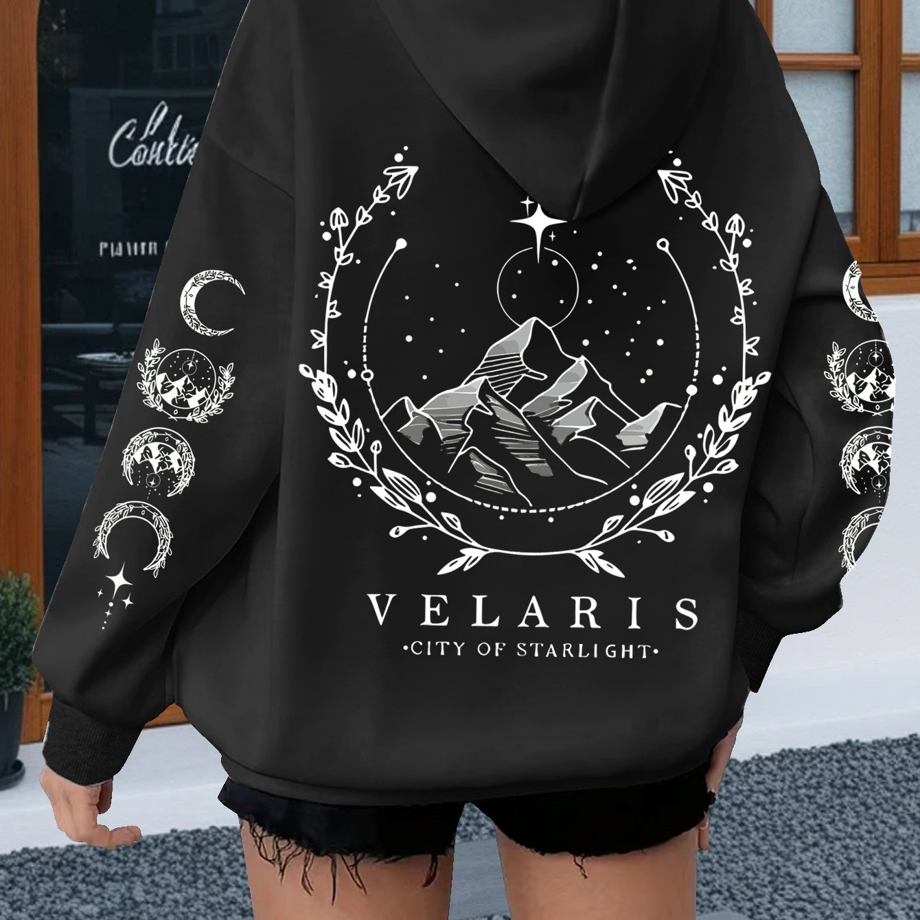 E-shop Plus Size - Plus Size - Plus Size Hoodie mit -Print, lässiges Sweatshirt mit Kapuze, langen Ärmeln und Kängurutasche, Damenmode in großen Größen