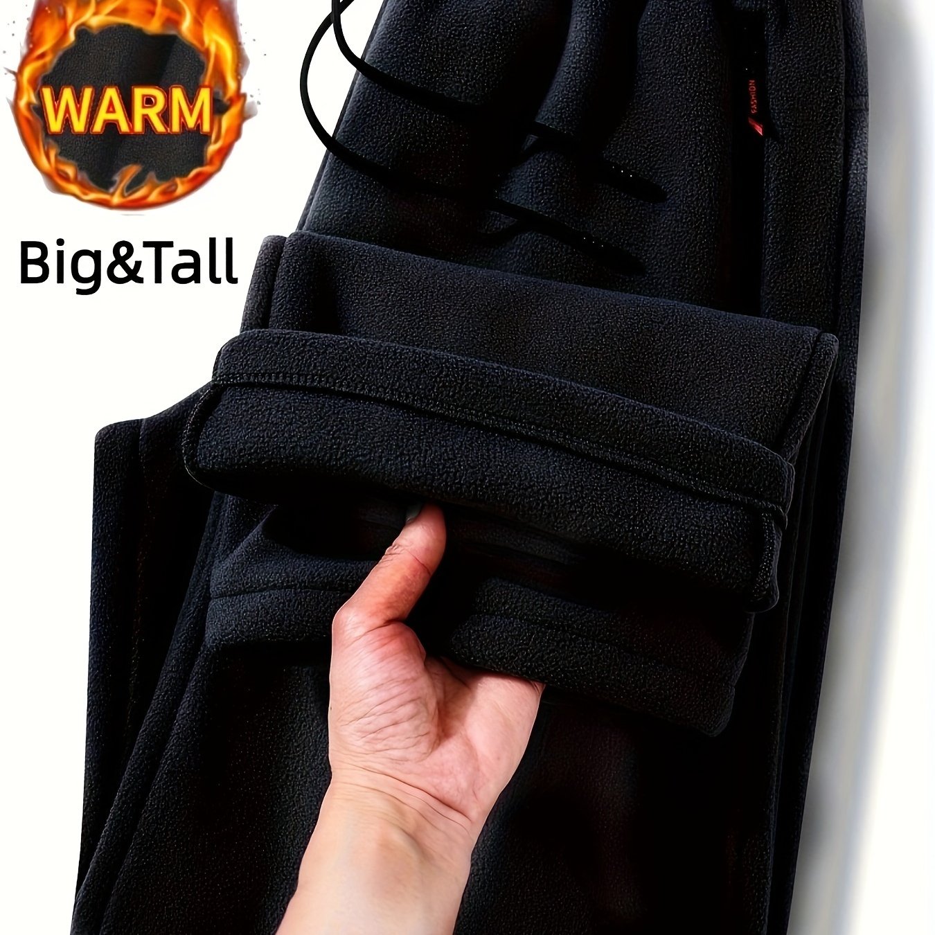 TEMU Autumn And Winter Large Size Men's Casual Pants Double-sided Shaking Fleece And Cold Protection Two-sided Zipper Design Versatile Fashionable