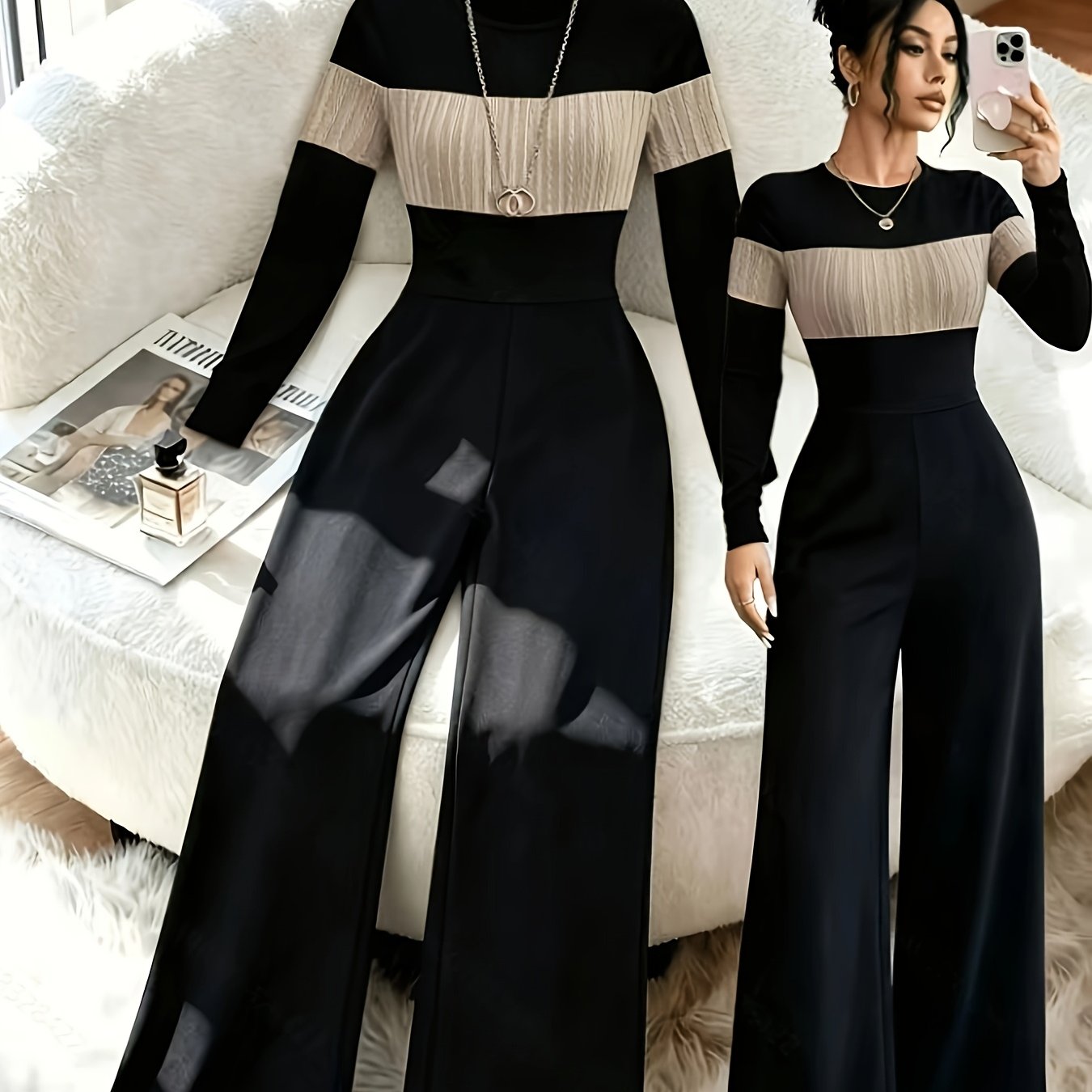 TEMU Combinaison de soirée tendance et pour femme, printemps/automne
