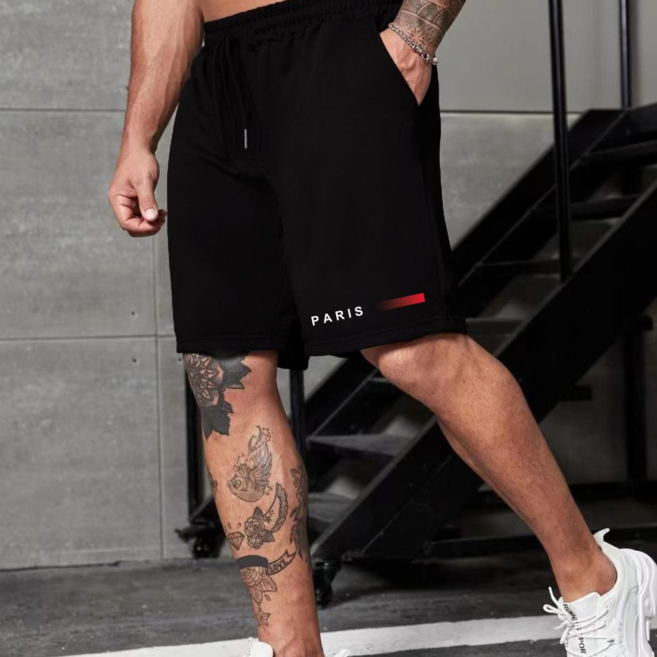 TEMU Men's Plus Size Print Drawstring Spring Summer Athletic Shorts