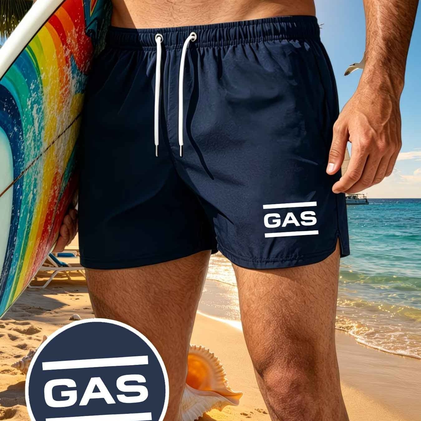 TEMU Costume da bagno da ad asciugatura rapida con elastico in vita e coulisse - Pantaloncini da spiaggia larghi e traspiranti, adatti per surf,