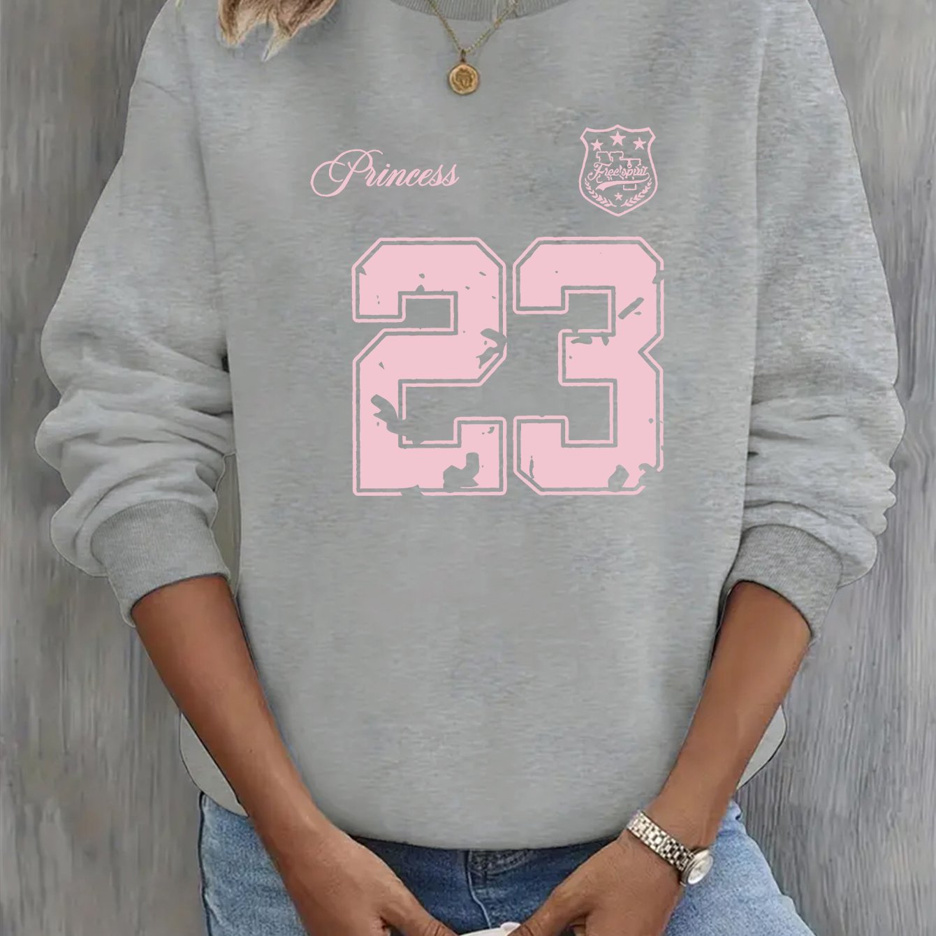TEMU Artistic Letter Printed Pattern Round Neck Pullover Sweatshirt - Y2k Fashion Elegant Style Casual Sports Long Sleeve Fleece Pullover Top