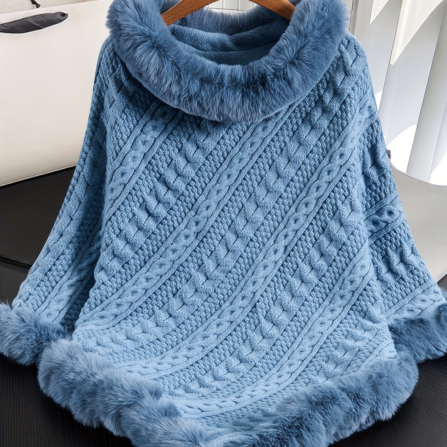 Image of 1pc Elegant Ladies' Solid Color Cable Cardigan With | 100%, Asymmetrical Design, Ideal For Fall/winter, Suitable For Outdoor Commuting And , Hand Wash, Women's Clothing