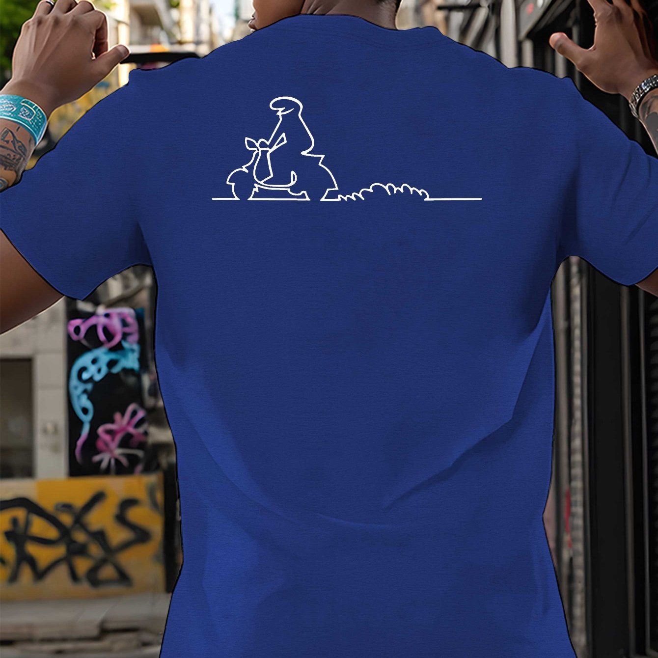TEMU Line Art Print T-shirt, Tees For Men, Casual Short Sleeve T-shirt For Summer