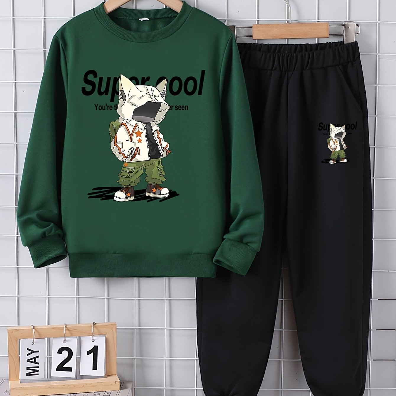 TEMU 남아 봄/가을 긴팔 만화 