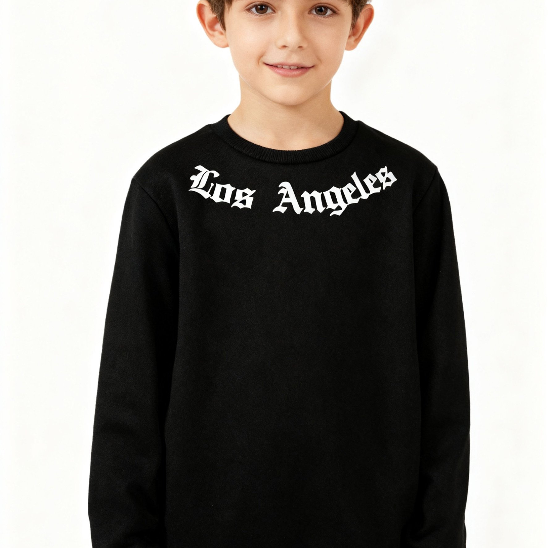 Image of Here! -lined La Print Crewneck Sweatshirt, With An Ultra-warm Plush Design, Simple Yet Full Of Personality, The Top For Autumn And Winter Outfits