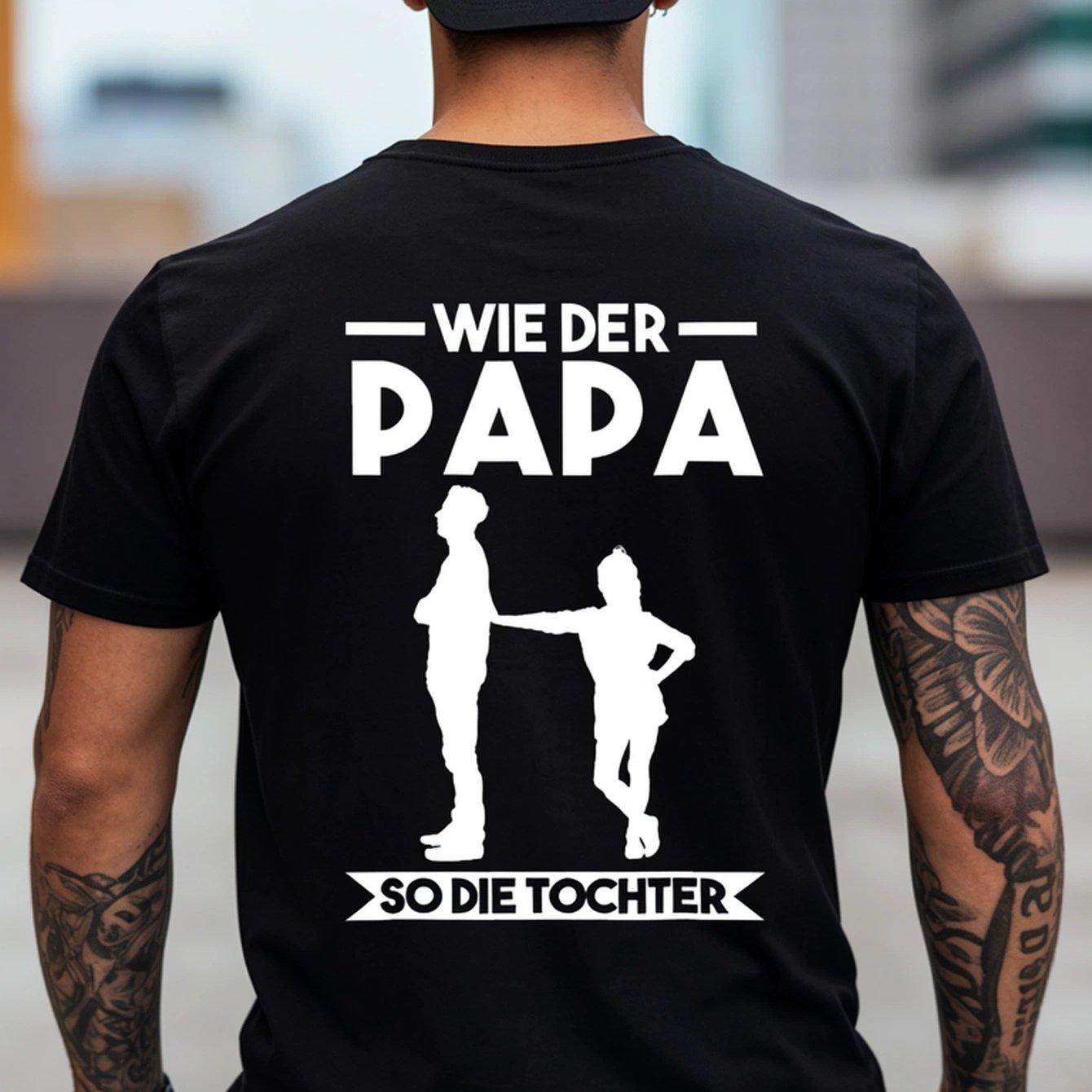 Image of Casual Funny Men's T-shirt Wie Der Papa So Die Tochter Father Daughter Silhouette Graphic Tee Summer Outdoor Wear Gift For Dad